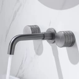 Luxury Black Bathroom Concealed Faucet Wall-Mounted Design, Double Handle, 3-Hole Cold and Hot Dual-Control Brass Basin Tap