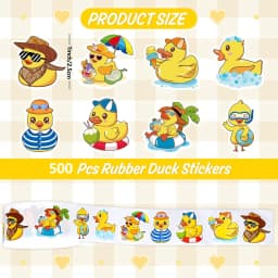 500Pcs Duck Stickers Cute Rubber Yellow Ducks Roll Stickers Present for Duck Birthday Meeting Pool Party Sticker,1inch