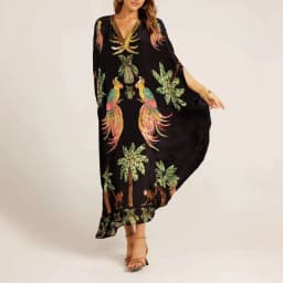 New Spring V-neck Vestidos A-line Dress Fashion Animal Pattern Printed Loose Dress Retro Women's Dress Vetement Femme
