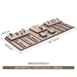 Champagne Leather Watch Display Stand Jewelry Counter Window Showcase Watch Chain Display Props Set for Jewelry Exhibition