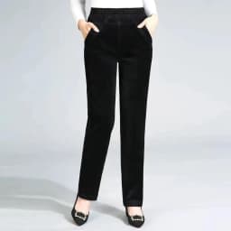 Spring Fall Elastic High Waist Straight Trousers Women Classic Black Pantalones De Mujer Mother's Casual Brown Corduroy Pants
