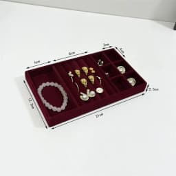 Dark red fabric Jewelry Box Earrings Studs Rings bracelet storage holder Household dressing table drawer Jewelry collection tray