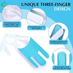 ●Sock Threader Sock Aid Tool Easy On & Off Stocking Slider For Elderly Socks Helper Puller With Adjustable Cords Without Bending