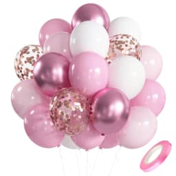 Pastel Pink White Latex Balloons Set Metallic Pink Confetti Balloon Wedding Bridal Shower Baby Shower Girls Birthday Decorations