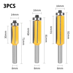 8mm Shank Z4 Flush Trim Router Bit With 4 Blade Woodworking MIlling Cutter For Wood BIT