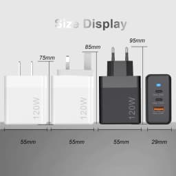 Lenovo 120W USB Dual Type-C Multi Port Mobile Phone Charger EU US UK Full Protocol Super Fast Charging Headband Indicator Light