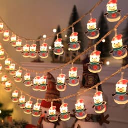 1pc LED Christmas Snowman & Xmas Tree & Santa Claus String Lights Battery Powered Christmas Fairy Atmosphere Hanging Lights
