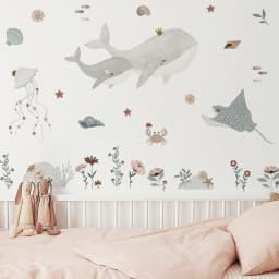 Watercolor Whale Wall Decals Ocean Animal Wall Sticker Under The Sea Marine Life Theme Decals Nursery Kids Room Decor
