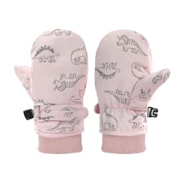 Children Waterproof Skiing Fleece Lined Mittens Dinosaur Patterned Winter Gloves Kids Outdoor Cold Weather Accessories