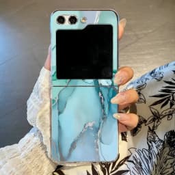 Marble Pattern Transparent Phone Case For Samsung Galaxy Z Flip 6 5 4 3 Clear Hard Folding Cover For Samsung Z Flip6 Flip5 Flip4