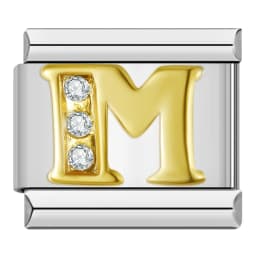 Hapiship Shiny CZ 26 Letters A-Z Italian Charms Gold Plated 9mm Stainless Steel Modular Bracelet DIY Jewelry DJ2479