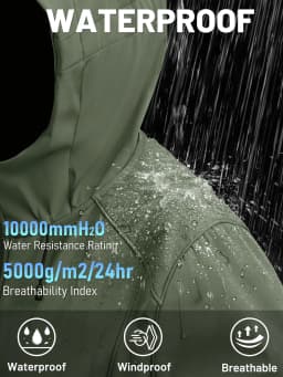 TACVASEN Womens Fleece Lined Softshell Jacket Waterproof Hiking Coat with Hood Thumbholes Lightweight Windproof Full Zip Jacket