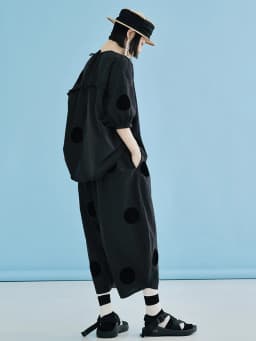 IMAKOKONI original design black polka dot thin style wide leg pants summer casual loose women's pants nine points pants