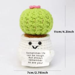Positive Crochet Handmade Amigurumi Doll Emotional Support Pocket Hug Knit Plant Flower Encouragement Gift for Friends Coworker