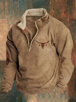 Spring Autumn New Men Wool Collar Half-zipper Hoodies Sweatshirts Print Casual European American Trend Jacket Long-sleeved Tops