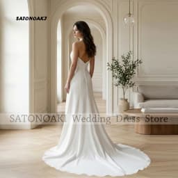 Customized Elegant Halter Mermaid Ivory Chiffon Pleat Wedding Dress for Women Sweep Train Backless Bride Gown Vestidos De Novia