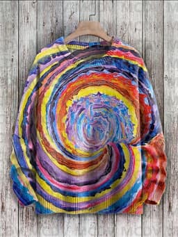 Retro Art Casual Multicolor Print Knit Pullover Sweater Men's For Women's Pullover