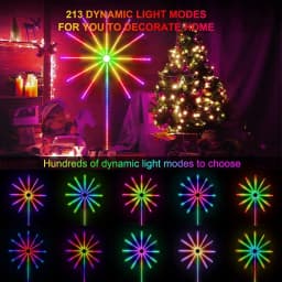 SCKDAY Smart Firework LED Strip Festoon Lights RGBIC Music Sync Indoor Self-Adhesive Fairy Lights for Christmas Party Room Decor