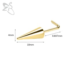 ZS 1 Piece 20G Stainelss Steel Long Spike Nose Stud Men Women Black L/I/S Shapes Nose Piercings Cone Nostril Piercings 6/8/10MM