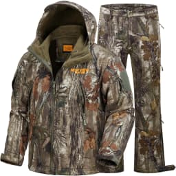 Camo Hunting Suit for Men - Water-Resistant Jacket and Pants with Warm Fleece Lining, Ideal for Cold Weather Hunting