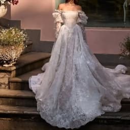 Elegant Off Shoulder Lace Appliquins Pleat A-Line Bride Wedding Dresses Bridal Gowns Customized