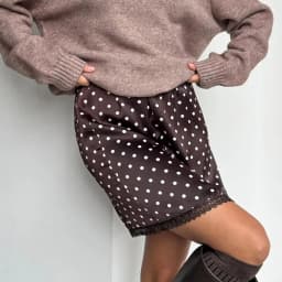 Linad Street Chic Polka Dot Lace Skirts Spriing Vintage Satin Mini Skirt 2026 Fashion High Waist A Line Short Skirts For Woman