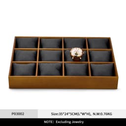 Oirlv New Retro Solid Wood 12 Grids Jewelry Display Tray Watch Bangle Organizer with Microfiber Jewelry Shops Display Props