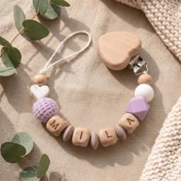 2026 Personalized Baby Pacifier Clip Custom Name Wooden Dummy Chain Silicone Teether Holder BPA Free Baby Shower Gift