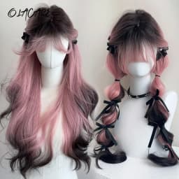OLACARE Long Body Wave Black Brown Purple Cosplay Wigs Heat Resistant Synthetic Wigs Middle Part Natural Lolita LM Wigs Women