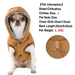 Windproof Hooded Dog Jacket Coat For Small Medium Dogs Cats Winter Warm Puppy Clothes with D-ring French Bulldog Pet Overalls