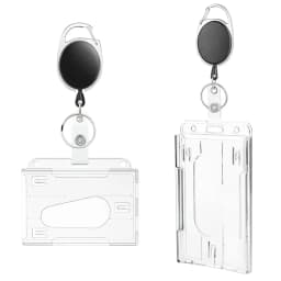 Transparent Cards Slots ID Tag Badge Holder with Badge Reel Cards Storage Organizer Employee Pass Work Card Case Sleeve