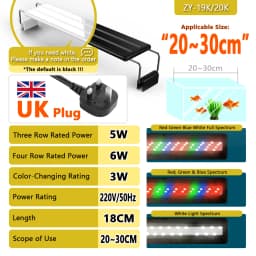 Aquarium LED Light Super Slim Fish Tank Aquatic Plant Grow Lighting Waterproof Bright Clip Lamp RGB LED 20-63cm for Fish Tank