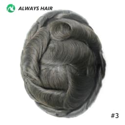 Alwayshair - DURA LACE Men's Capillary Prosthesis Hair 130% Hair Density Indian Hair Lace Toupee Wig For Man