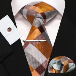 8cm Silk Mens Ties Green Black Ties Plaid Stripe Necktie Pocket Square Cufflinks Tie Clips Set Men's Wedding Business Party Tie