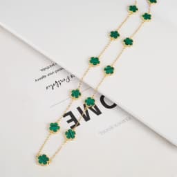 Natural Stone Shell Plant Five Leaf Flower Creative 20 Leaf Pendant Necklace Sweater Chain Women's Advanced Gift Clover