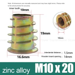 10-100Pcs M4 M5 M6 M8 M10 Zinc Alloy Thread for Wood Insert Nut Flanged Hex Drive Head Furniture Nuts Selection Length 6-30mm