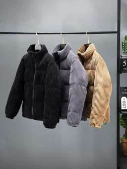 New Arrival Thickened Corduroy Cotton Jacket Stand Collar Men's Fashionable Winter Loose Fit Warmth Polyester Fiber Fill