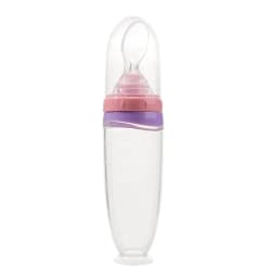 120 ML/4 oz Infant Baby Liquid Silicone Food Squeeze Feeder | Fruit Puree & Rice Paste Dispenser | Detachable Spoon