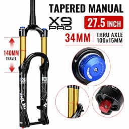 Nanlio X9 Pro MTB Air Suspension Fork 34mm 140/160mm Travel 26/27.5/29 Inch 100x9 100x15 Damping Rebound Bike Fork