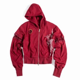 Punk Style Short Wax Rope Strap Sleeve Zipper Hoodie Subcultural Hooded Sweatshirt Cardigan Coat Men and Women