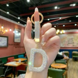 Full Rhinestone English Letter Keychain - Luxury Bag Charm & Car Key Ring, Elegant Small Gift