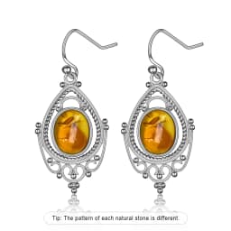 925 Sterling Silver Oval 8*10mm Natural Labradorite Earrings Vintage Ethnic Jewelry for Women Gift