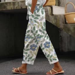 Ladies New Hot Plus Size Printed Simple Roll-up Casual Pants Streetwear Women PantsNine-minute Pants Breathable CoolSummer