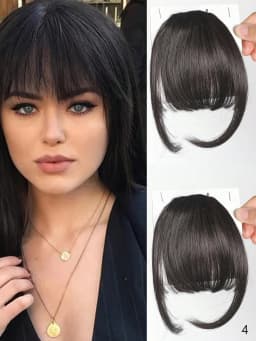 Thin Blunt Bangs Clip-On Synthetic Hair Extension Natural Looking Instant Hairstyle Quick Style Hairpiece Daily & Party