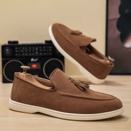 Autumn Men Flat Loafers 2025 Frosted Suede Flat Shoes Comfortable Non Slip Fashion Loafers Lightweight Outdoor Casual Shoes