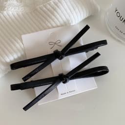 2pcs Korean Style PU Leather Bow Hair Clip Simple Versatile Delicate Y2k Girls Bobby Pin Sweet Charming Hair Accessories