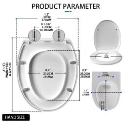 O-Shape Toilet Seat,with Stainless Adjustable Hinges, Standard Toilet Seats WC Seats Loo Seat Toilet Lid,White