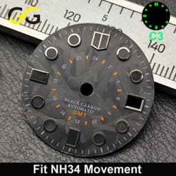 28.5mm Carbon Fiber Texture Watch Dial BGW9 C3 Hands Luminous Date Window Dial For NH34 NH35 2824 Movement Watch Accessories
