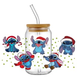 popular UV DTF 3D Cup Wrap Sticker Cute Cartoon blue Monster Design For 16oz Mugs DIY Durable Decal Transfer stickers