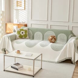 Bohemian Style Thickened Chenille Sofa Cover Geometric Arch Pattern Sofa Towel Woven Tassel Blanket All Season Couch Protector